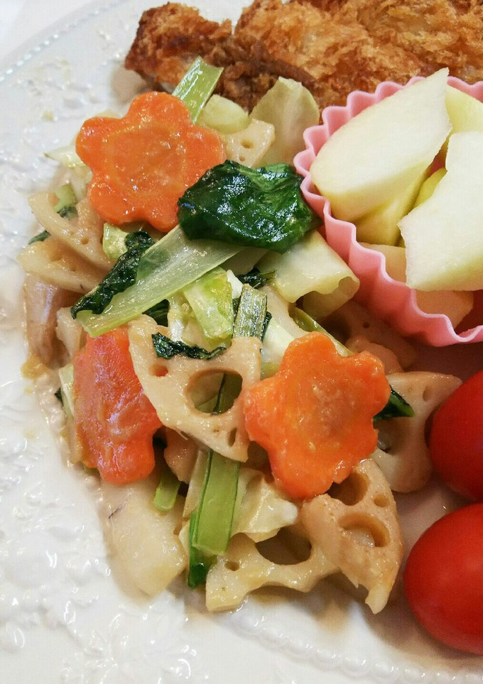 蓮根と3種の野菜の味噌炒め-レシピのメイン写真