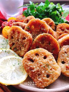 さっくり!蓮根のカレー唐揚げ(動画有)-レシピのメイン写真