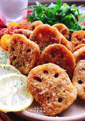 さっくり!蓮根のカレー唐揚げ(動画有)-レシピのメイン写真