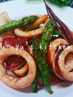 いかアスパラ♡ガリバタ&わた焼き〜✧-レシピのメイン写真