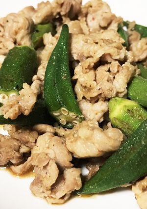 【簡単】豚肉とオクラの中華炒め-レシピのメイン写真