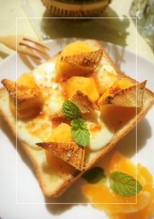 柿×バウム×モッツァのカラメル塩トースト-レシピのメイン写真