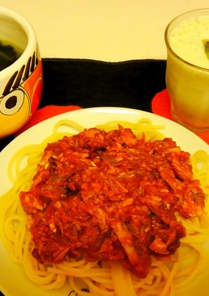 さば缶パスタ、スープ、シェイク（実習１）-レシピのメイン写真