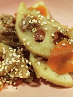 れんこんとひき肉の炒り煮-レシピのメイン写真