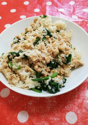 ほうれん草の鶏そぼろご飯-レシピのメイン写真