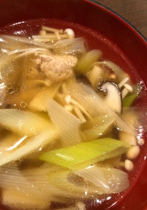 ☆キノコ・ネギ・豚ミンチの中華スープ☆-レシピのメイン写真