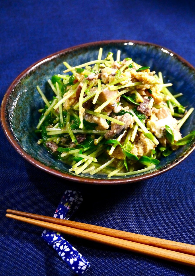 レンジで簡単！サバと豆苗の卵炒め-レシピのメイン写真