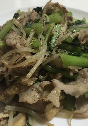 台湾屋台風　豚バラと小松菜の炒め物-レシピのメイン写真