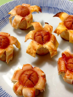餃子の皮でお花ウインナー*お弁当にも-レシピのメイン写真