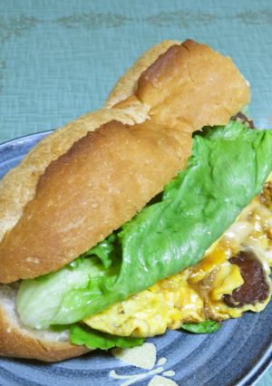 サラミのオムレツで食べ応えバゲットサンド-レシピのメイン写真