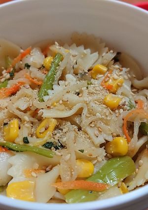 胡麻和えリメイク☆ショートパスタ＆和ドレ-レシピのメイン写真