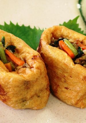 小松菜と納豆のいなり詰め焼き-レシピのメイン写真