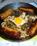 ごぼ天＋生もずくの月見焼きうどん