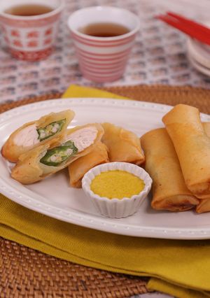ささみとオクラの簡単春巻き☆カレーソース-レシピのメイン写真