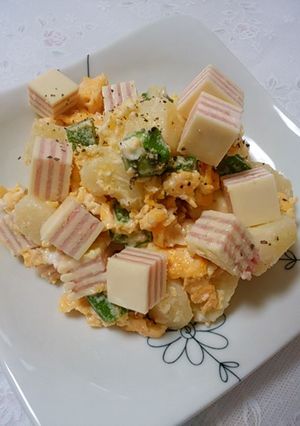 しましまハムチーズのコロコロポテトサラダ-レシピのメイン写真