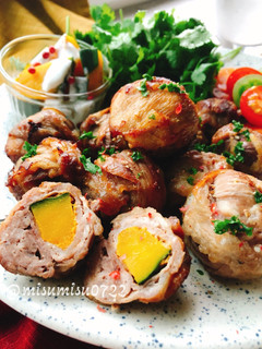 たこ焼き器で南瓜の肉巻き(動画有)-レシピのメイン写真