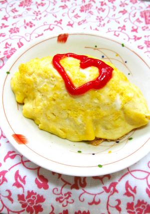 ◤❖簡単1人オムライス♪焼くのは卵だけ◢-レシピのメイン写真