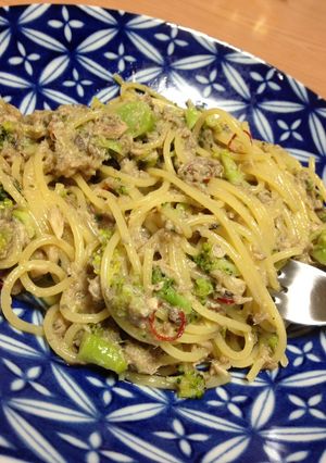 サバとブロッコリーのペペロンチーノパスタ-レシピのメイン写真