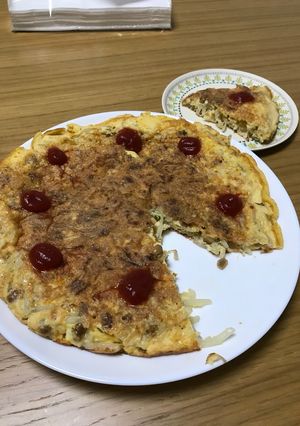 もやし×納豆×チーズのオープンオムレツ-レシピのメイン写真