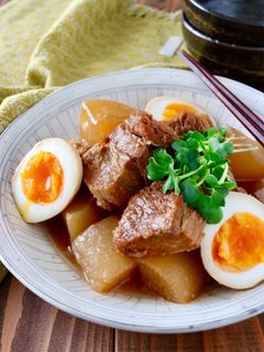 圧力鍋で☆豚の角煮(豚バラ大根味付き卵)-レシピのメイン写真