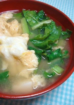 かき菜とふんわり卵のお味噌汁♡-レシピのメイン写真