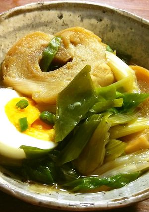 九条ネギ、車麩の煮物-レシピのメイン写真