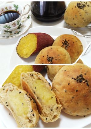 秋だ~♪ホッコリ黒糖焼き芋あんぱん♡-レシピのメイン写真