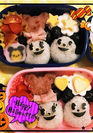 キャラ弁ハロウィンおばけミッキー&ミニー-レシピのメイン写真