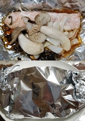 ウラベニホテイシメジと秋鮭のホイル焼き-レシピのメイン写真