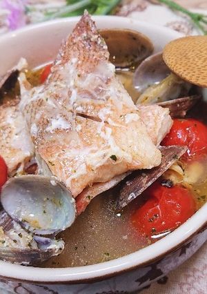 【炊飯マグ料理】アクアパッツァ-レシピのメイン写真
