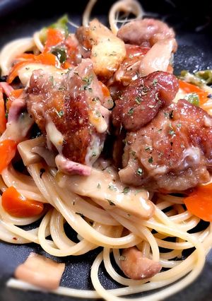 野菜入り鶏チーズパスタ-レシピのメイン写真