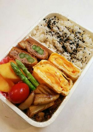お弁当(10/5)アスパラ巻とんかつ-レシピのメイン写真