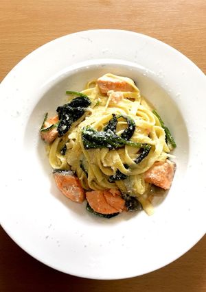 サーモンとほうれん草のクリームパスタ-レシピのメイン写真