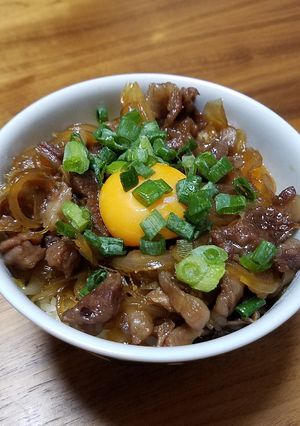 簡単に牛丼！！分量通りに入れて煮るだけ！-レシピのメイン写真