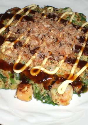 ほうれん草入り海老とホタテのお好み焼き-レシピのメイン写真