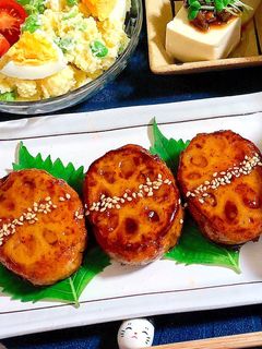 鶏つくね蓮根はさみ焼き-レシピのメイン写真