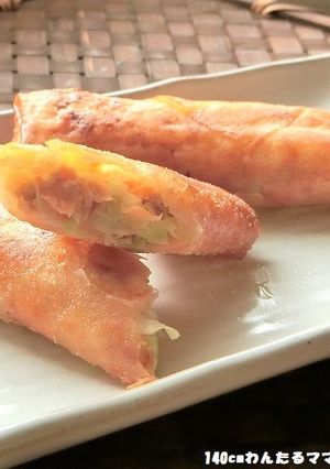 簡単★鮭とキャベツのマヨしょう油春巻き-レシピのメイン写真