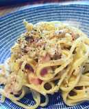 簡単！サーモンとベーコンのクリームパスタ