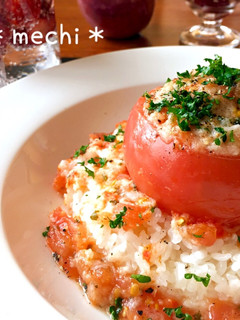 トマトファルシの煮込みかけご飯-レシピのメイン写真