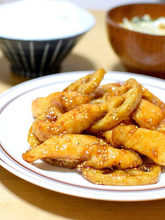 ささみと蓮根の照り照り♪（甘辛炒め）-レシピのメイン写真
