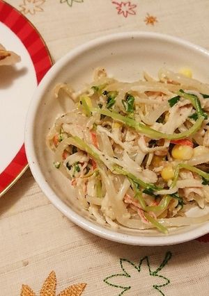 レンジで簡単♪豆苗ともやしの胡麻マヨ和え-レシピのメイン写真