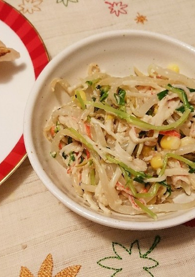 レンジで簡単♪豆苗ともやしの胡麻マヨ和え-レシピのメイン写真