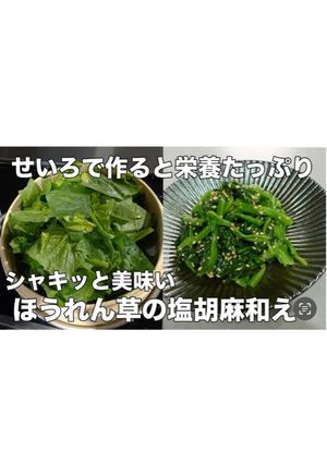 ⭕️せいろ蒸しほうれん草の塩ごま和え-レシピのメイン写真