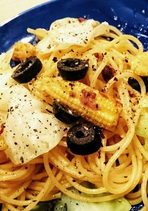 アンチョビキャベツとヤングコーンのパスタ-レシピのメイン写真