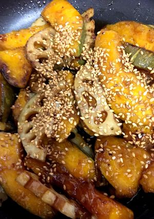 かぼちゃとレンコンの甘酢餡-レシピのメイン写真