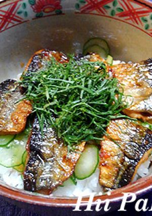 サンマの蒲焼丼 胡瓜とシソでサッパリと!-レシピのメイン写真