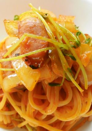 豆苗入り、ナポリタン-レシピのメイン写真