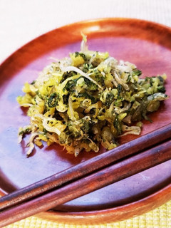 【菜園レシピ】カブ(大根)葉のじゃこ炒め-レシピのメイン写真