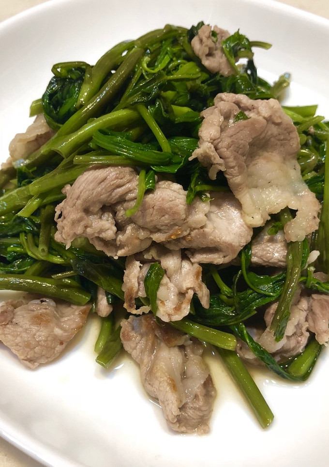 簡単♪空芯菜と豚肉の炒めもの〜無添加-レシピのメイン写真