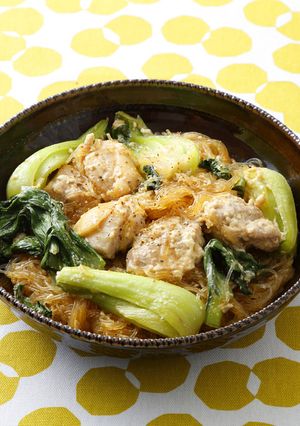 チンゲン菜と鶏肉のオイスター春雨蒸し-レシピのメイン写真